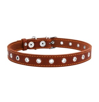 Collar нашийник з натуральної шкіри для собак, коричневий S