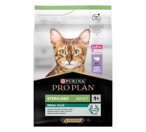 Сухий для стерилізованих котів ProPlan Sterilised Adult 1+ Renal Plus 3 кг - індичка