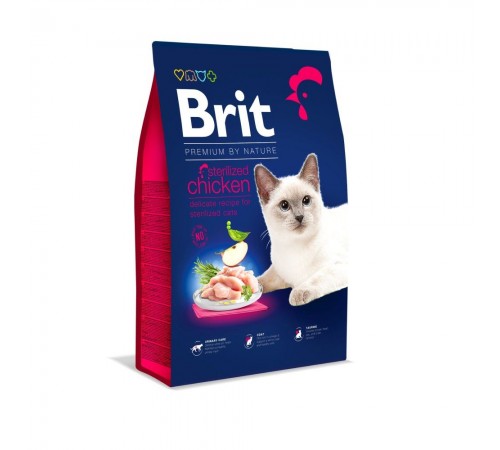 Сухий корм для котів Brit Premium by Nature Cat Sterilised 8 кг - курка