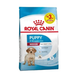 Сухий корм для цуценят Royal Canin Medium Puppy 12+3 кг