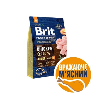 Сухий корм для цуценят Brit Premium Dog Junior M 3 кг - курка