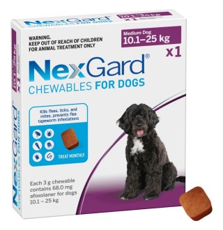 NexGard by Boehringer Ingelheim - протипаразитарні жувальні таблетки від бліх і кліщів для собак 10-25кг, 1 пігулка