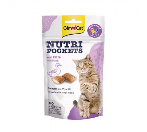 Вітамінні ласощі для котів GimCat Nutri Pockets Качка + Мультивітамін 60 г