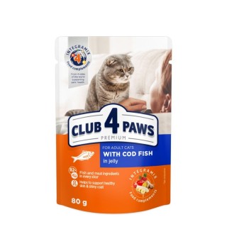 Вологий корм для котів Club 4 Paws Premium pouch 80 г - тріска