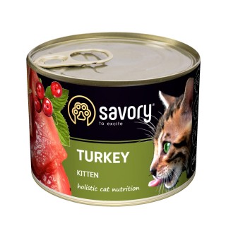 Savory Корм вологий повнораціонний для кошенят з індичкою 200г