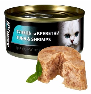 Вологий корм для котів AnimAll Adult 85 г - тунець та креветки