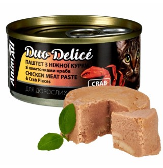 Вологий корм для котів AnimAll Duo Delice Adult 80 г - курка та краб
