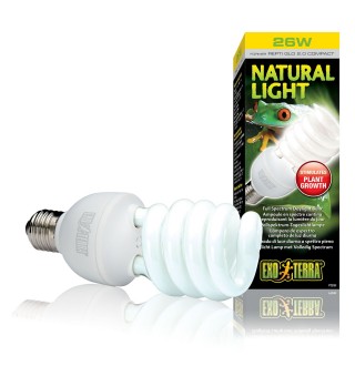 Компактна люмінесцентна лампа Exo Terra «Natural Light» для опромінення променями УФ-В спектра 26 W, E27 (для опромінення)
