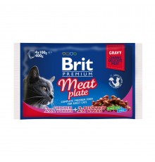 Набір вологого корму для котів Brit Premium Cat Meat Plate pouches 400 г - асорті