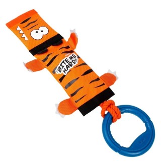 GiGwi Bite me hard Іграшка для собак Тигр на мотузці з ручкою та пищалкою, поліестер, 55см