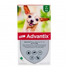 Краплі на холку для собак Elanco Bayer Advantix до 4 кг, 4 шт