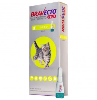 Краплі на холку для котів Bravecto Plus 112,5 мг від 1,2 до 2,8 кг, 1 шт