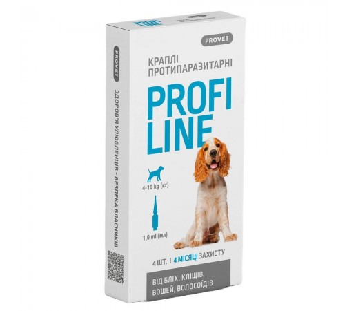 Краплі на холку для собак PROVET Profiline від 4 до 10 кг, 4 шт