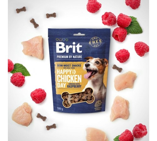 Ласощі для cобак Brit Premium Semi-moist Snacks 180 г - курка та малина
