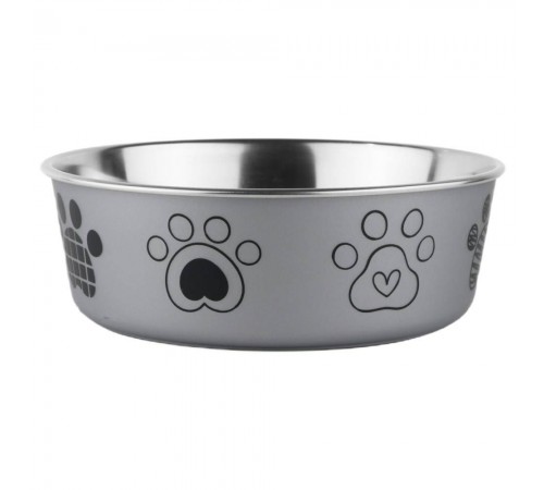 Миска металева ArjanImpex Fusion Dog foot 280 мл / 11 см - сірий