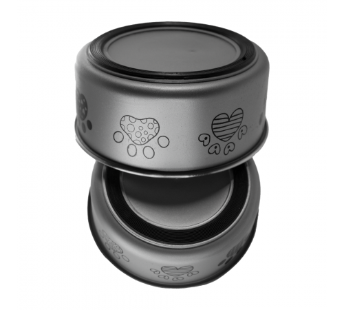 Миска металева ArjanImpex Fusion Dog foot 280 мл / 11 см - сірий