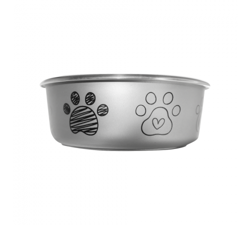 Миска металева ArjanImpex Fusion Dog foot 280 мл / 11 см - сірий