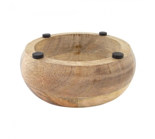 Миска металева ArjanImpex Wooden Holders With SS Insert Belly 370 мл - коричневий - cts