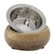 Миска металева ArjanImpex Wooden Holders With SS Insert Belly 370 мл - коричневий - cts