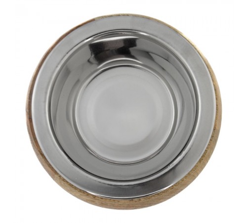 Миска металева ArjanImpex Wooden Holders With SS Insert Belly 370 мл - коричневий - cts