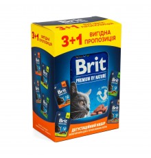 Набір вологого корму для котів Brit Premium Sterilised pouch 3+1 шт х 100 г - асорті