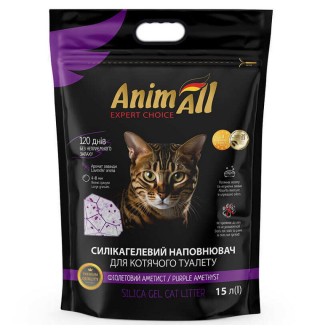 AnimAll Premium Edition Purple Amethyst - наповнювач Фіолетовий аметист силікагелевий для котячого туалету, 15л