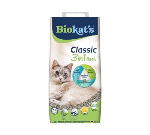 Наповнювач для котячого туалету Biokat's Classic 3in1 Fresh 10 кг - бентонітовий