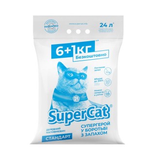 Наповнювач для котячого туалету Collar SuperCat Стандарт 6+1 кг - деревинний