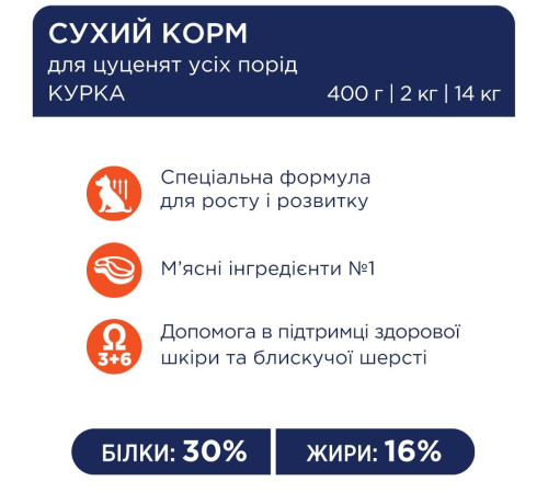 Сухий корм для цуценят всіх порід Club 4 Paws Premium 400 г (курка)