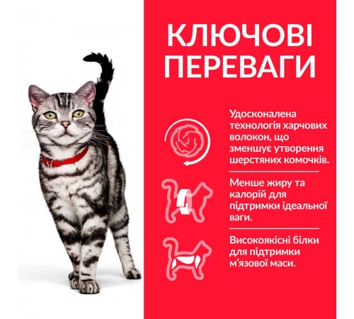 Сухий корм для котів Hill's Science Plan Hairball Indoor Adult 1,5 кг - курка