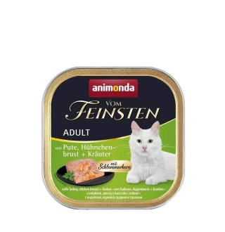 Animonda Vom Feinsten Adult Turkey, Chicken breast Herbs - вологий корм паштет з індичкою, куркою і травами для котів з чутливим травленням, 100г