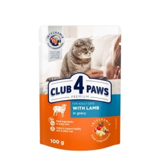 Вологий корм для котів Club 4 Paws Premium pouch 100 г - ягня