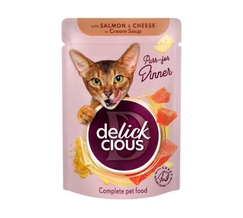 Суп для котів Delickcious 85 г - лосось та сир