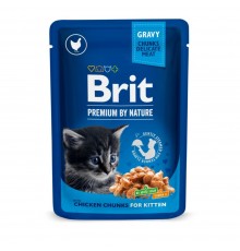 Вологий корм для кошенят Brit Premium Cat Chicken Chunks for Kitten pouch 100 г - курка