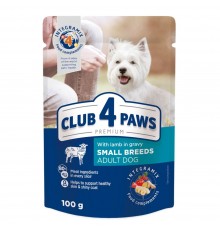Вологий корм для дорослих собак малих порід Club 4 Paws Premium pouch 100 г (ягня)