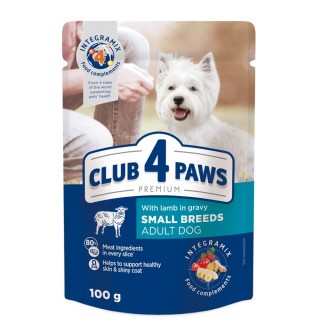 Вологий корм для дорослих собак малих порід Club 4 Paws Premium pouch 100 г (ягня)