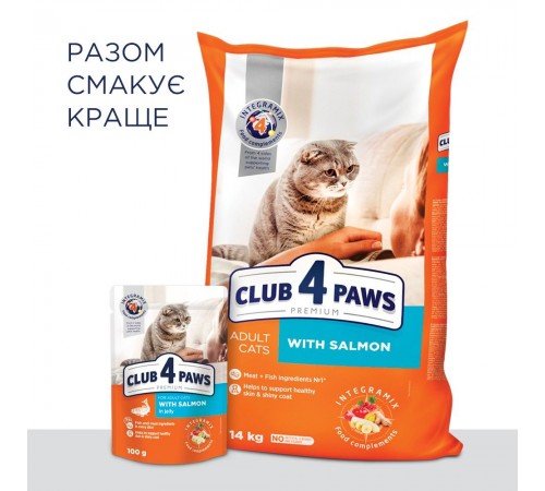 Вологий корм для котів Club 4 Paws Premium 100 г (лосось)