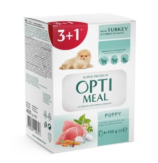 Вологий корм для цуценят Optimeal Puppy 3+1 pouch 400 г - індичка та морква