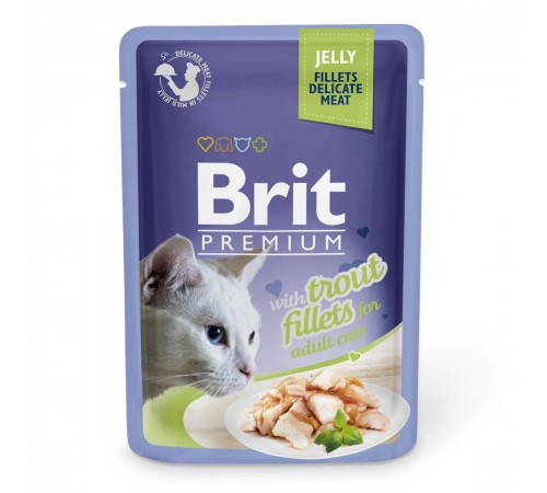 Вологий корм для котів Brit Premium Cat Trout Fillets Jelly pouch 85 г (філе форелі в желе)