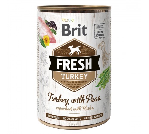 Вологий корм для собак Brit Fresh Turkey with Peas 400 г (індичка)