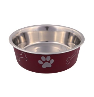 Миска металева Trixie на гумовій основі 450 мл / 14 см (бордова, сіра, коричнева)