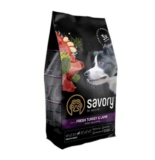 Сухий корм для собак Savory Medium Breed Fresh 3 кг - індичка та ягня