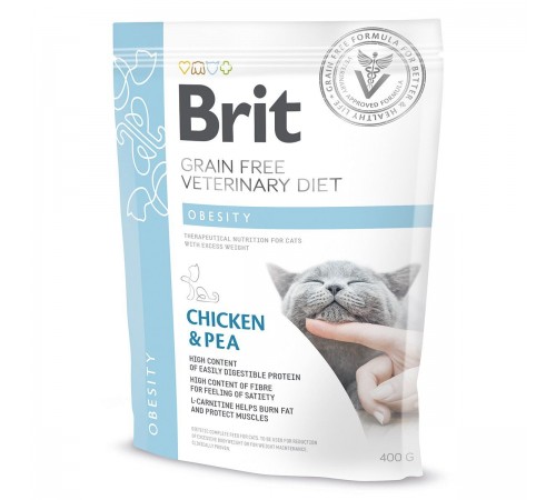 Сухий корм для котів, для зниження ваги Brit GF Veterinary Diet Obesity 400 г - курка