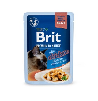 Вологий корм для котів Brit Premium Delicate Fillets in Gravy Chicken for Sterilised pouch 85 г - курка