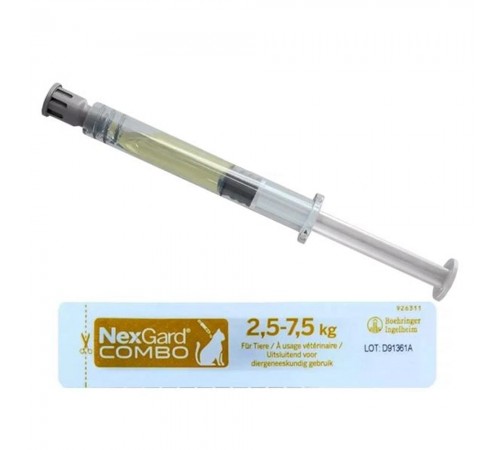 NexGard Combo by Boehringer Ingelheim Spot-ON L - краплі протипаразитарні на холку від бліх, кліщів та гельмінтів для котів 2,5-7,5кг, уп 3шт