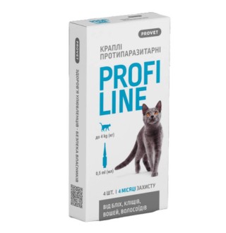 Краплі на холку для котів PROVET Profiline до 4 кг, 4 шт