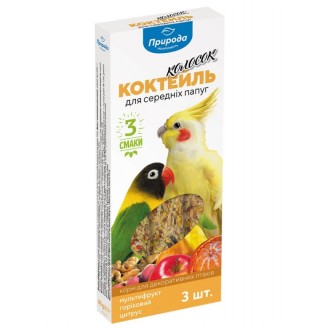 Ласощі для папуг Природа Коктейль Колосок 90 г/3 шт - мультифрукт, горіх, цитрус