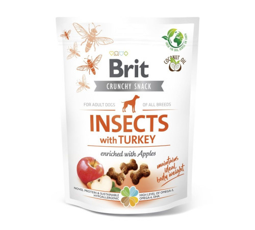 Ласощі для собак Brit Care Dog Crunchy Cracker 200 г - комахи, індичка та яблуко