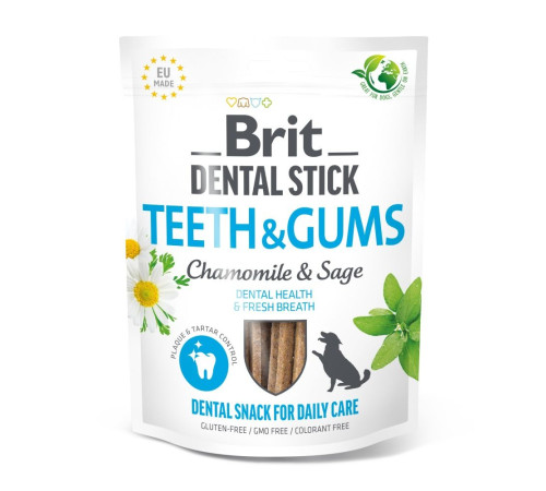 Ласощі для собак Brit Dental Stick Teeth & Gums 251 г 7 шт - ромашка і шавлія