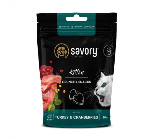 Ласощі для кошенят Savory Kitten 50 г - індичка з журавлиною